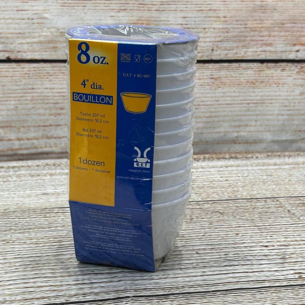 GET Enterprises 8oz White Melamine Bouillon Bowls 12 Pack BC-007-W 4 inch‎ NEW